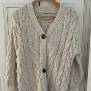 Zara Kids Chunky Oversized Cable Knit Cardigan | Cream/Ecru | Size 11-12Y